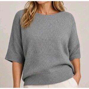 Luigi Baldo Gray Wool Cashmere Dolman Sweater Classic Luxe Capsule Womens L
